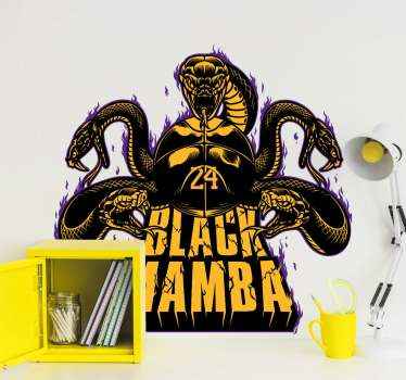 vinis decorativos número 24 do basquete kobe bryant. O desenho é uma cobra mamba negra com o nome mamba negra e o número 24 inscrito com ele.