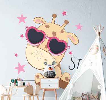 Cute giraffe door sticker - TenStickers