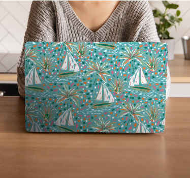 Vinilo para portátiles Patrón de barcos de acuarela - TenVinilo