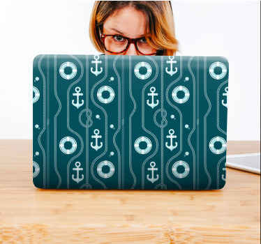 Nautisk kappe og anker laptop sticker - Tenstickers