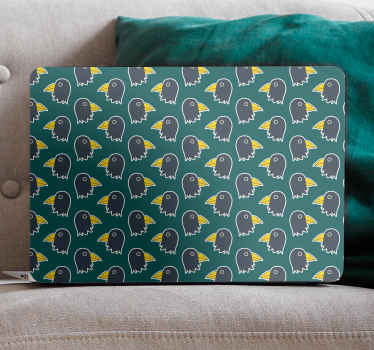 Zelené a fialové vrány se vzorem kůže na notebooku - TenStickers