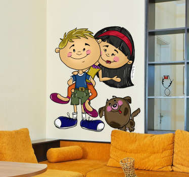 Vinilo personajes infantiles juguetones - TenVinilo