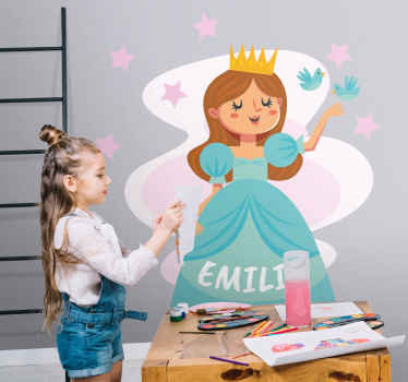 Blue princess with name wall stickers for kids - TenStickers