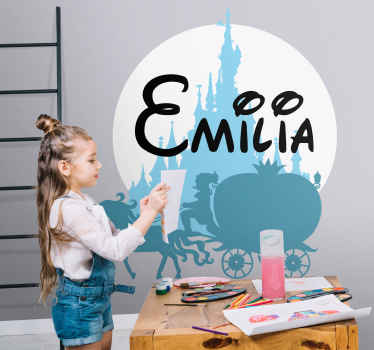 Blue fairytale with name illustration sticker - TenStickers