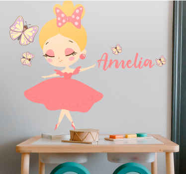 Ballet girl with name wall stickers for kid - TenStickers