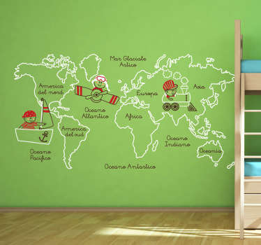 Sticker decorativo oceani e continenti - TenStickers