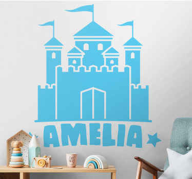 Autocolantes personalizáveis Castelo com princesas e nome - TenStickers