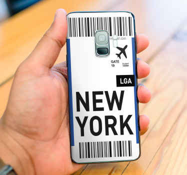 뉴욕행 비행기 티켓 삼성 스티커 - TenStickers