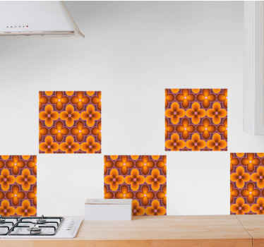 Fliesen Aufkleber retro Blumen - TenStickers