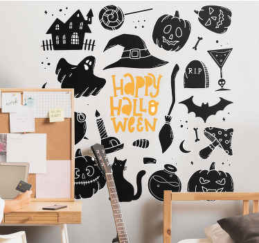 Vinilo Halloween elementos espeluznantes - TenVinilo