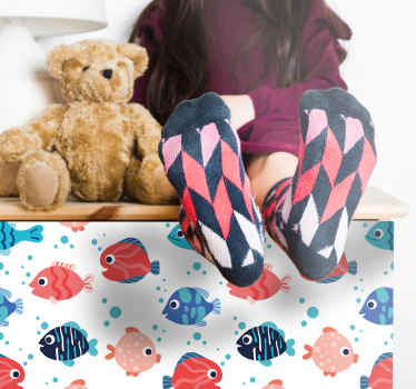 Klistermärke för rosa och blå fiskmöbler - Tenstickers