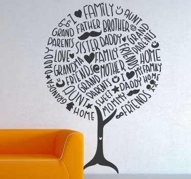 Wandtattoo Baum Familenbegriffe - TenStickers