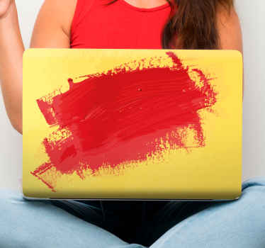 Vinilo para portátiles Pintura roja fondo amarillo - TenVinilo