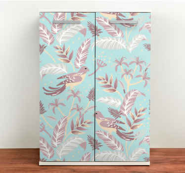 Sininen ja vaaleanpunainen kasvisto Huonekalutarrat - Tenstickers