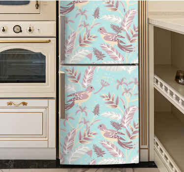 Kühlschrank Aufkleber Blaues und pinkes floramuster - TenStickers