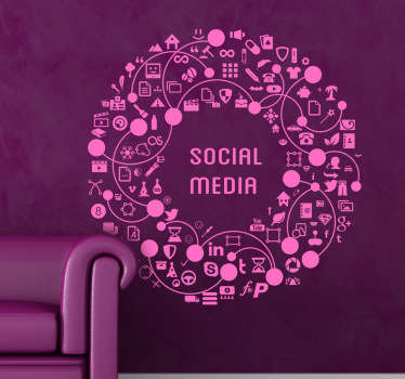 Naklejka wieniec social media - TenStickers