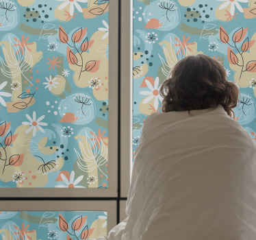 autocolante de janela de fundo plano floral abstrato - TenStickers