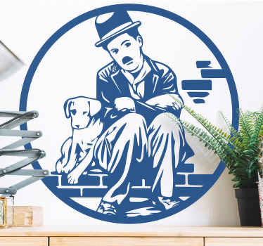 Charlie chapline koiran elämä sisustustarra olohuoneeseen - Tenstickers