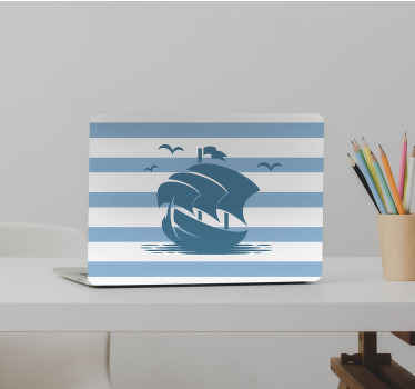 Adesivo per laptop tema oceano barca a vela - TenStickers