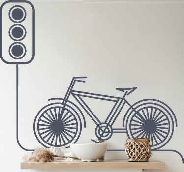 Vinilo para salón Bicicleta en una señal de tráfico - TenVinilo