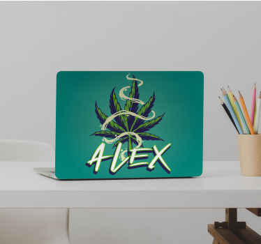 Marihuana leaf with name laptop skin - TenStickers