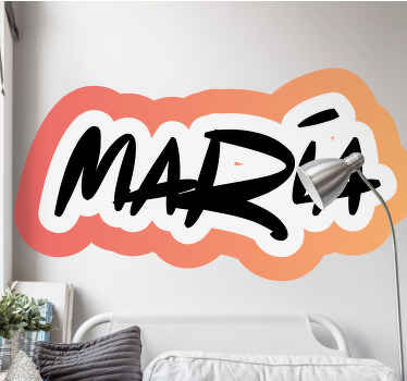 Vinilo personalizable Botín graffity estilo fondo naranja - TenVinilo