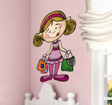 Wandtattoo Mädchen mit Taschen - TenStickers
