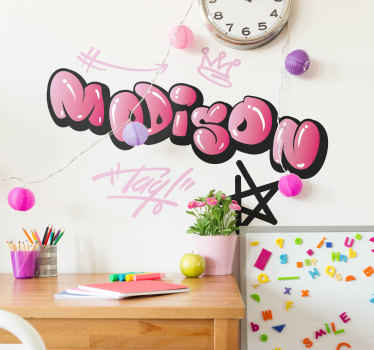 Pink graffiti name wall stickers for kids - TenStickers
