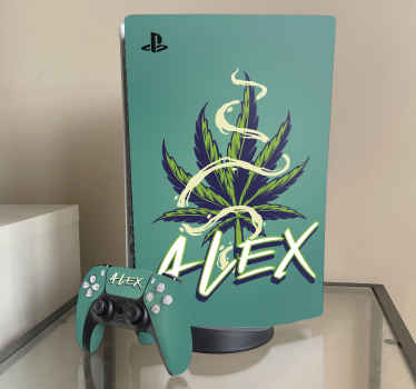 Personalised marihuana leaf PS5 skin - TenStickers