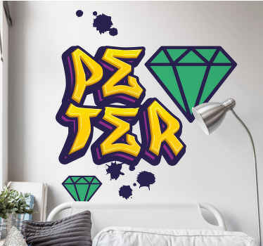 Personalizovaný obtisk ve stylu zeleného diamantu ve stylu graffi - TenStickers