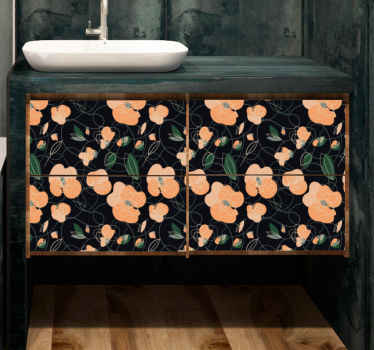 Dark  fauna and floral pattern furniture sticker - TenStickers