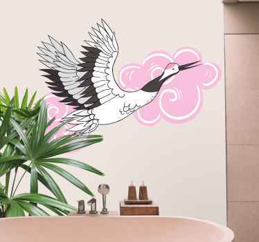 Wild birds modern pink pattern wall decal - TenStickers