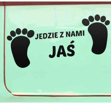 Naklejka Dziecko w aucie Odcisk stopy dziecka z imieniem - TenStickers