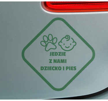 Naklejka Dziecko w aucie Dziecko i pies na pokładzie - TenStickers