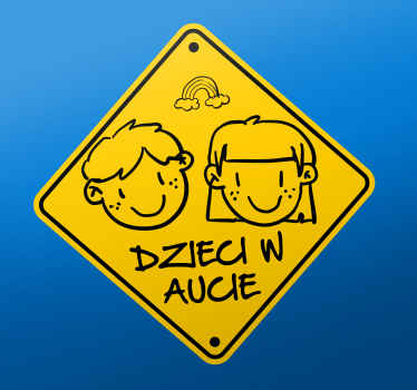 Naklejka Dziecko w aucie Dzieci wewnątrz znaku samochodu - TenStickers