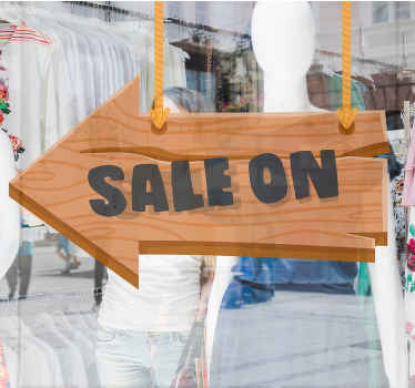 Wooden Sale Arrow window decal for business - TenStickers