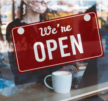 Biz açık kırmızı vintage tarzı vitrin çıkartması - TenStickers