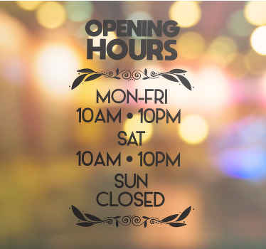Personalised opening hours shop window sticker - TenStickers
