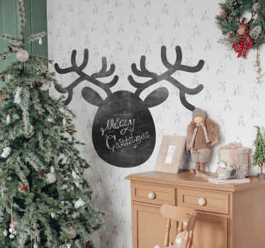 Reindeer Face Silhouette Blackboard Sticker - TenStickers