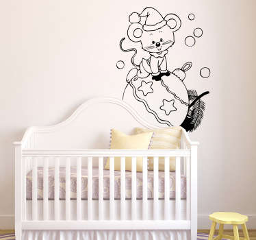 This Christmas decorate your home with this creative sticker of a small mouse with a Santa hat on a Christmas ball.