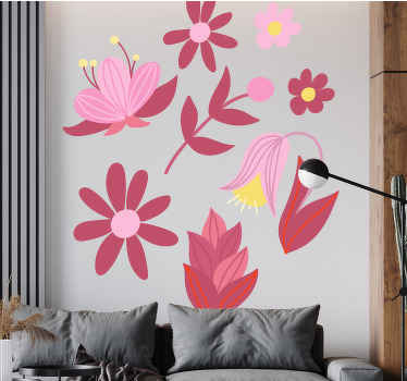 Vibrant pink composition wall sticker - TenStickers