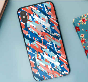 Piros kék és fehér ecsetvonások iphone matrica - TenStickers