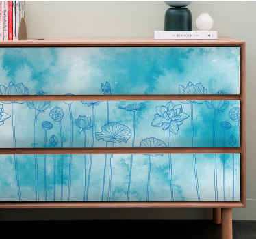 Naklejka na meble Delikatne niebieskie kwiaty akwarelowe - TenStickers