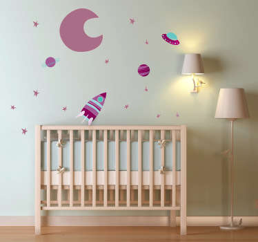 Sticker marron enfant espace - TenStickers