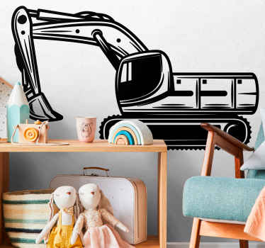 Yksivärinen iso kaivinkone kuvitelma tarra - Tenstickers