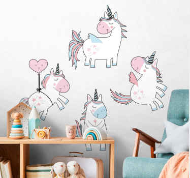 Adesivo murale bambini affascinanti figure di unicorno - TenStickers