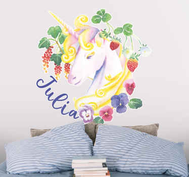 Enhjørningens hode over sekskantede fliser barn klistremerke - Tenstickers