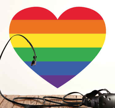 Vinilo icono Orgullo gay plano en forma de corazón - TenVinilo
