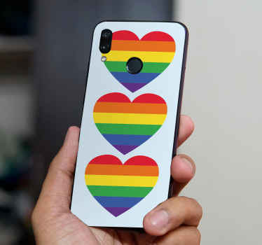 Sticker huawei Orgullo gay plano en forma de corazón - TenVinilo