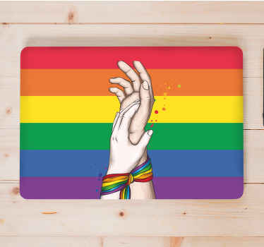 Hands Intertwined Rainbow laptop skin - TenStickers